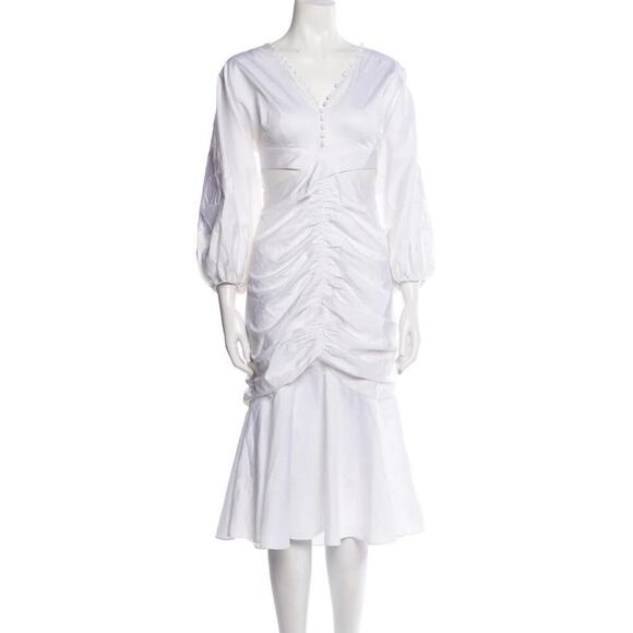 AMUR V Neck White Midi Cut Out Dress Small New w Tags - Picture 6 of 8